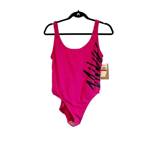 Nike Logo Swimsuit High Cut One Piece Bathing Swimsuit Pink Size Large NWT - Picture 4 of 11